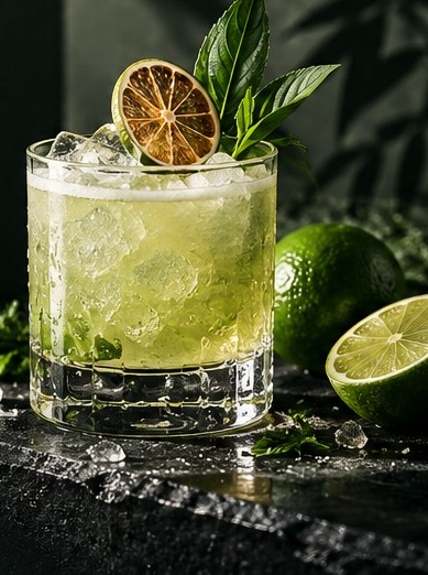 A fresh cocktail with lime